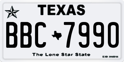 TX license plate BBC7990