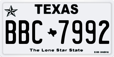 TX license plate BBC7992