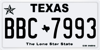 TX license plate BBC7993