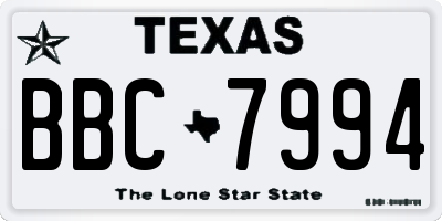 TX license plate BBC7994