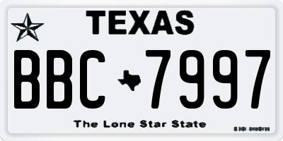 TX license plate BBC7997