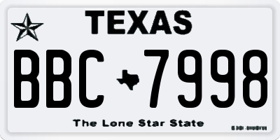 TX license plate BBC7998