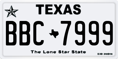 TX license plate BBC7999