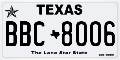TX license plate BBC8006