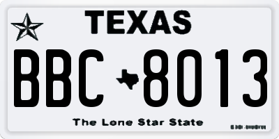 TX license plate BBC8013