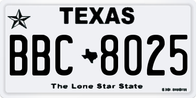 TX license plate BBC8025