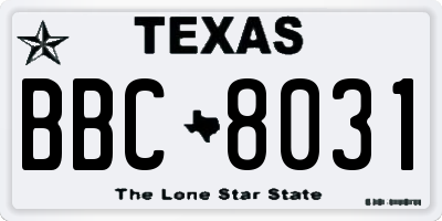 TX license plate BBC8031