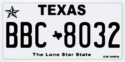 TX license plate BBC8032