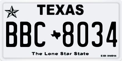 TX license plate BBC8034