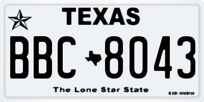 TX license plate BBC8043