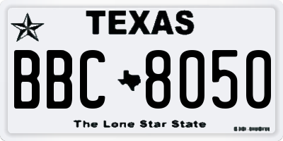 TX license plate BBC8050