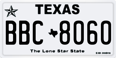 TX license plate BBC8060