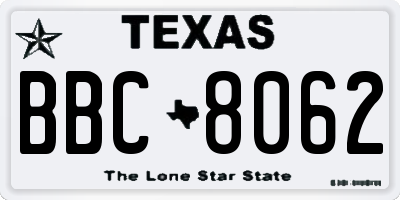 TX license plate BBC8062