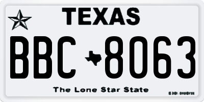 TX license plate BBC8063