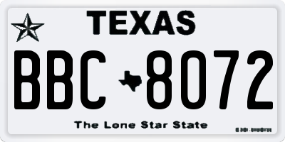 TX license plate BBC8072