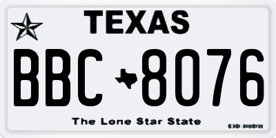 TX license plate BBC8076