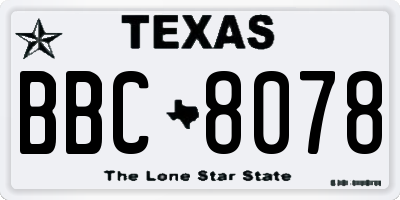 TX license plate BBC8078