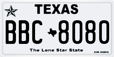 TX license plate BBC8080