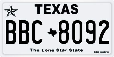 TX license plate BBC8092