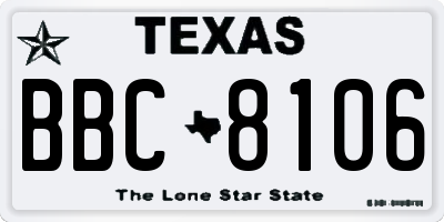TX license plate BBC8106