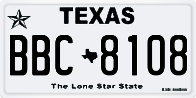 TX license plate BBC8108