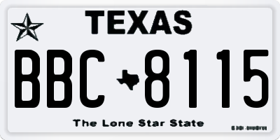 TX license plate BBC8115