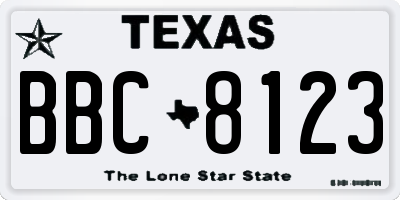 TX license plate BBC8123