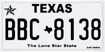 TX license plate BBC8138