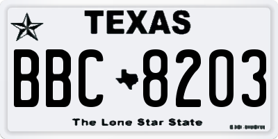 TX license plate BBC8203