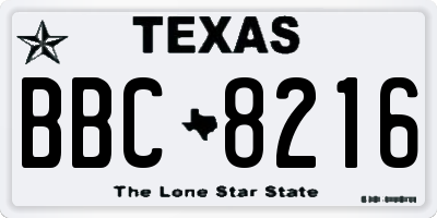 TX license plate BBC8216