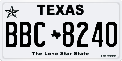 TX license plate BBC8240