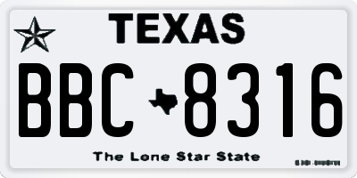 TX license plate BBC8316