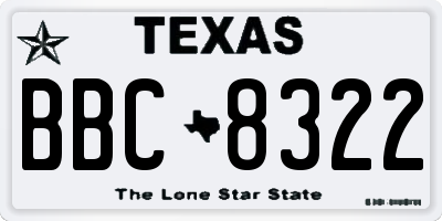 TX license plate BBC8322