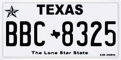 TX license plate BBC8325