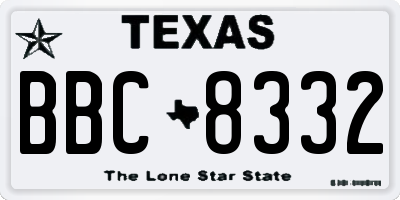 TX license plate BBC8332