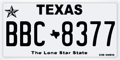 TX license plate BBC8377