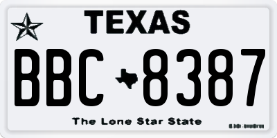 TX license plate BBC8387