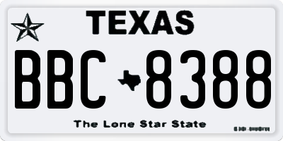 TX license plate BBC8388