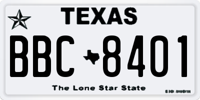 TX license plate BBC8401