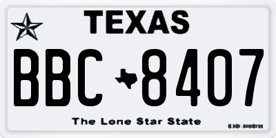TX license plate BBC8407