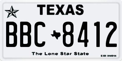 TX license plate BBC8412