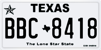 TX license plate BBC8418