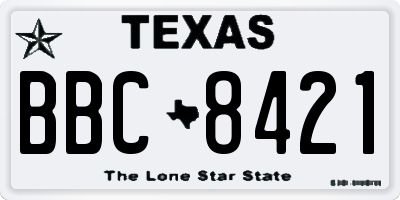 TX license plate BBC8421