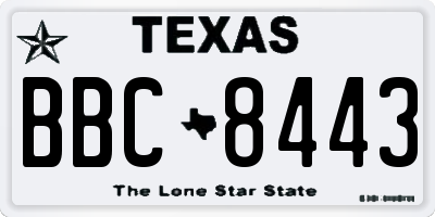 TX license plate BBC8443