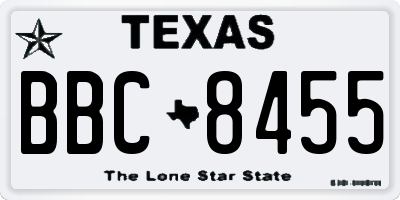 TX license plate BBC8455