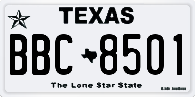 TX license plate BBC8501