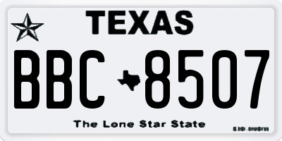 TX license plate BBC8507
