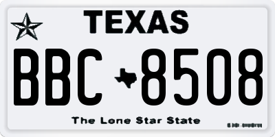 TX license plate BBC8508