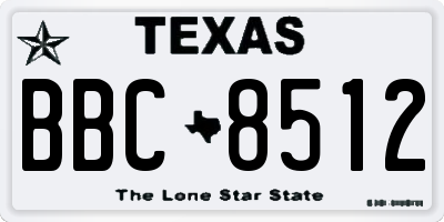 TX license plate BBC8512