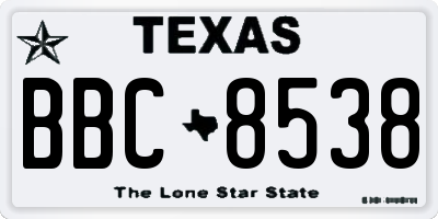 TX license plate BBC8538